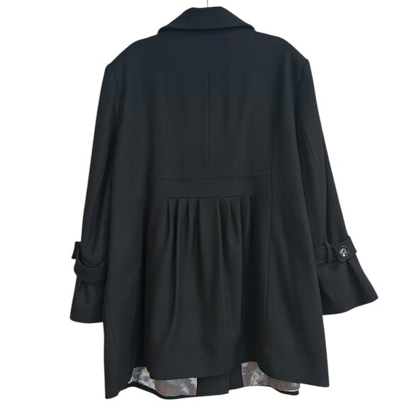 Vintage Jessica Black Wool-Blend 3/4 Jacket Sz 24W Bell Sleeves Satin Lining - Picture 4 of 8